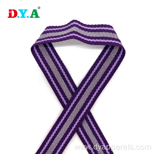 designs 20mm purple patterned lurex polyester webbing